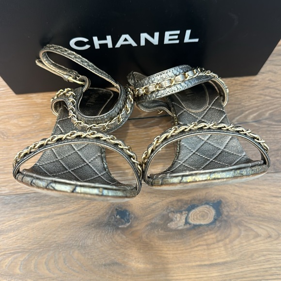 Chanel Gold Python Sandals - Picture 6 of 14